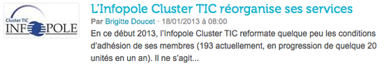 L'Infopole Cluster TIC réorganise ses services