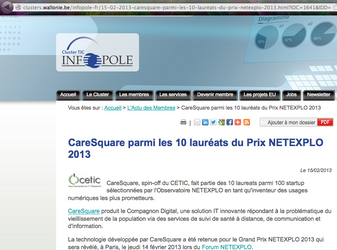 CareSquare parmi les 10 laureats du prix NETEXPLO 2013