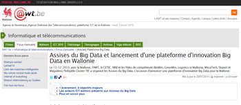 Assises du Big Data et lancement d'une plateforme d'innovation Big Data en Wallonie