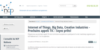 Internet of Things, Big Data, Creative Industries - Prochains appels TIC : Soyez prêts !