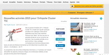 Nouvelles activités 2015 pour l'INFOPOLE Cluster TIC