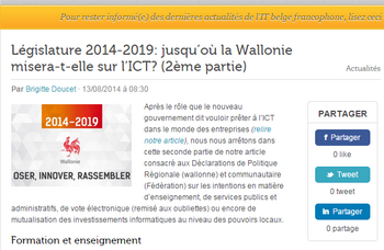 Législature 2014-2019 : jusqu'où la Wallonie misera-t-elle sur l'ICT ? 