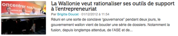  La Wallonie veut rationaliser ses outils de support à l'entrepreneuriat