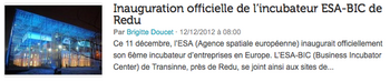  Inauguration officielle de l'incubateur ESA-BIC de Redu