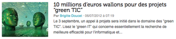 10 millions d'euros wallons pour des projets “green TIC”
