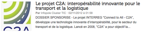  Le projet C2A : interopérabilité innovante pour le transport et la logistique